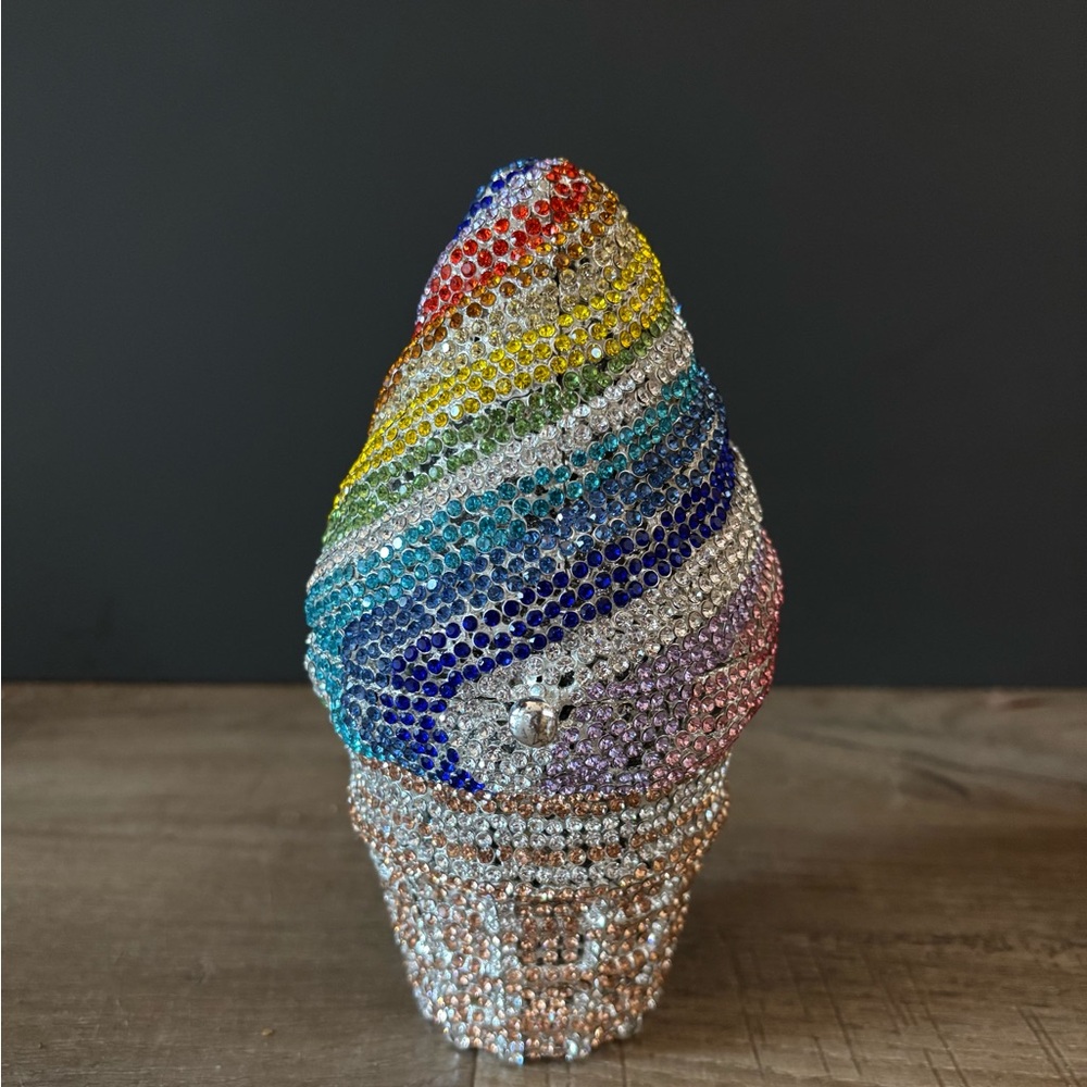 Colorful Rainbow Rhinestone Ice Cream Cone Purse